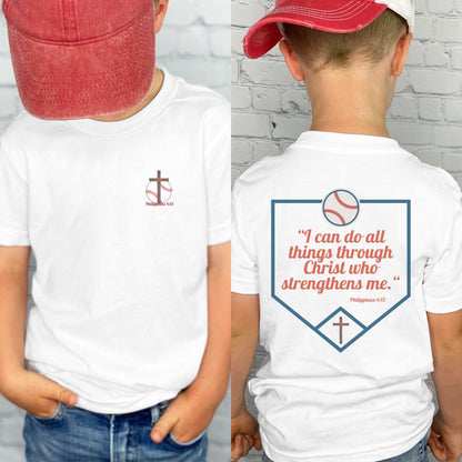 Baseball Jesus Kids T-Shirt, Philippians 413 I Can Do All Things Through Christ Shirt, Boy's baseball Youth Tee