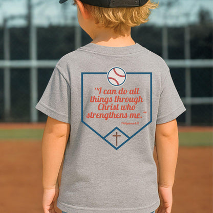 Baseball Jesus Kids T-Shirt, Philippians 413 I Can Do All Things Through Christ Shirt, Boy's baseball Youth Tee