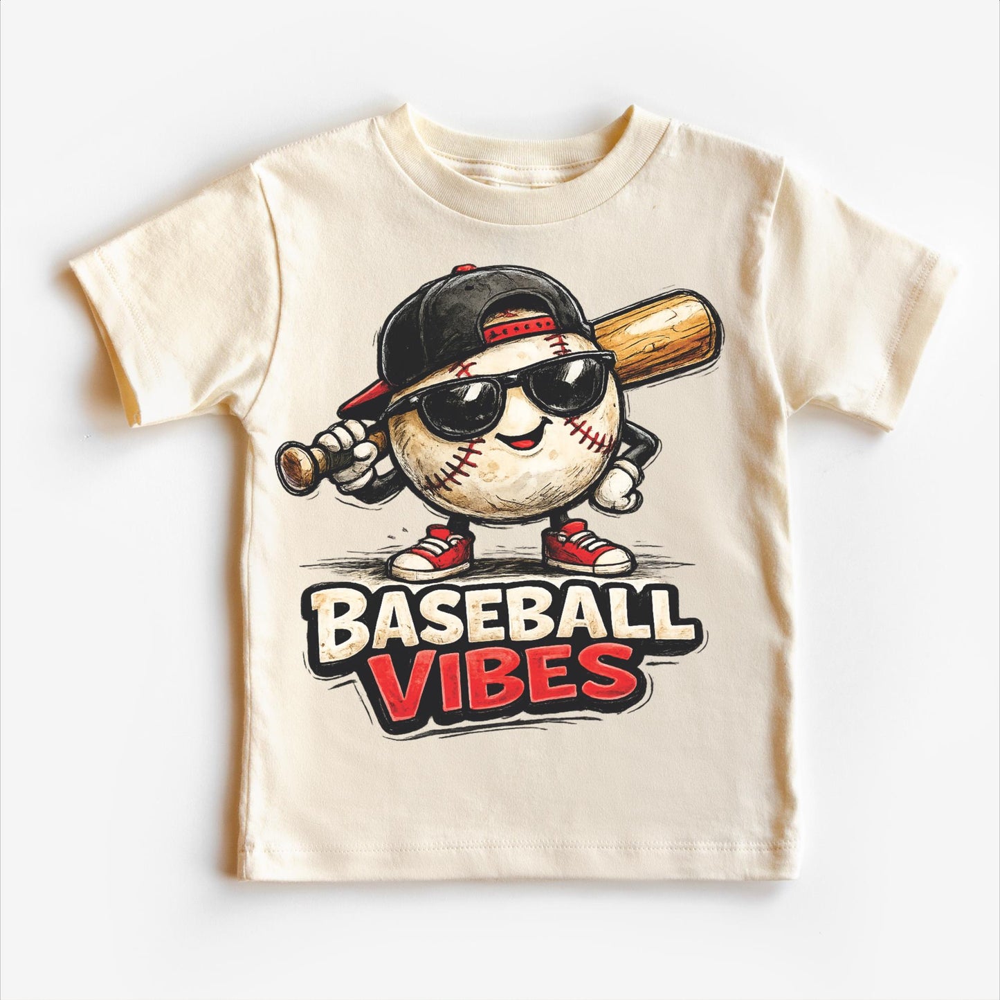 Baseball Vibes Kids T-Shirt, Boys Baseball Retro Youth Tee, Retro Baseball Player Shirt