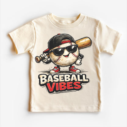 Baseball Vibes Kids T-Shirt, Boys Baseball Retro Youth Tee, Retro Baseball Player Shirt