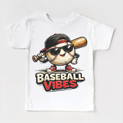Baseball Vibes Kids T-Shirt, Boys Baseball Retro Youth Tee, Retro Baseball Player Shirt