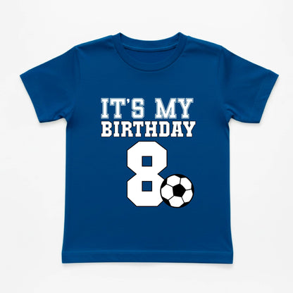Custom Age Soccer Birthday Kids Shirt, Personalized Bday Youth Tee, Boy Girl Birthday Youth T-Shirt