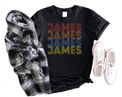 Colorful Custom Name Kids T-Shirt, Personalized Retro Name Youth Shirt, Cute Boy Girl Name Shirt