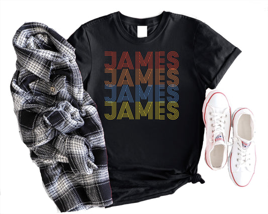 Colorful Custom Name Kids T-Shirt, Personalized Retro Name Youth Shirt, Cute Boy Girl Name Shirt