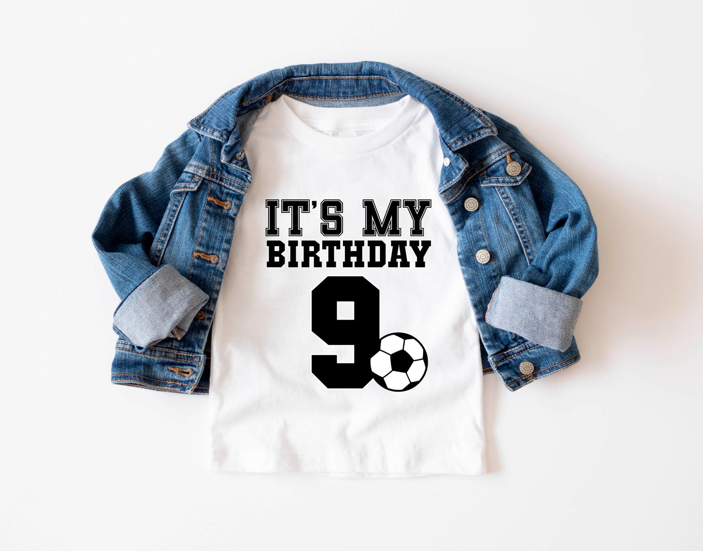 Custom Age Soccer Birthday Kids Shirt, Personalized Bday Youth Tee, Boy Girl Birthday Youth T-Shirt