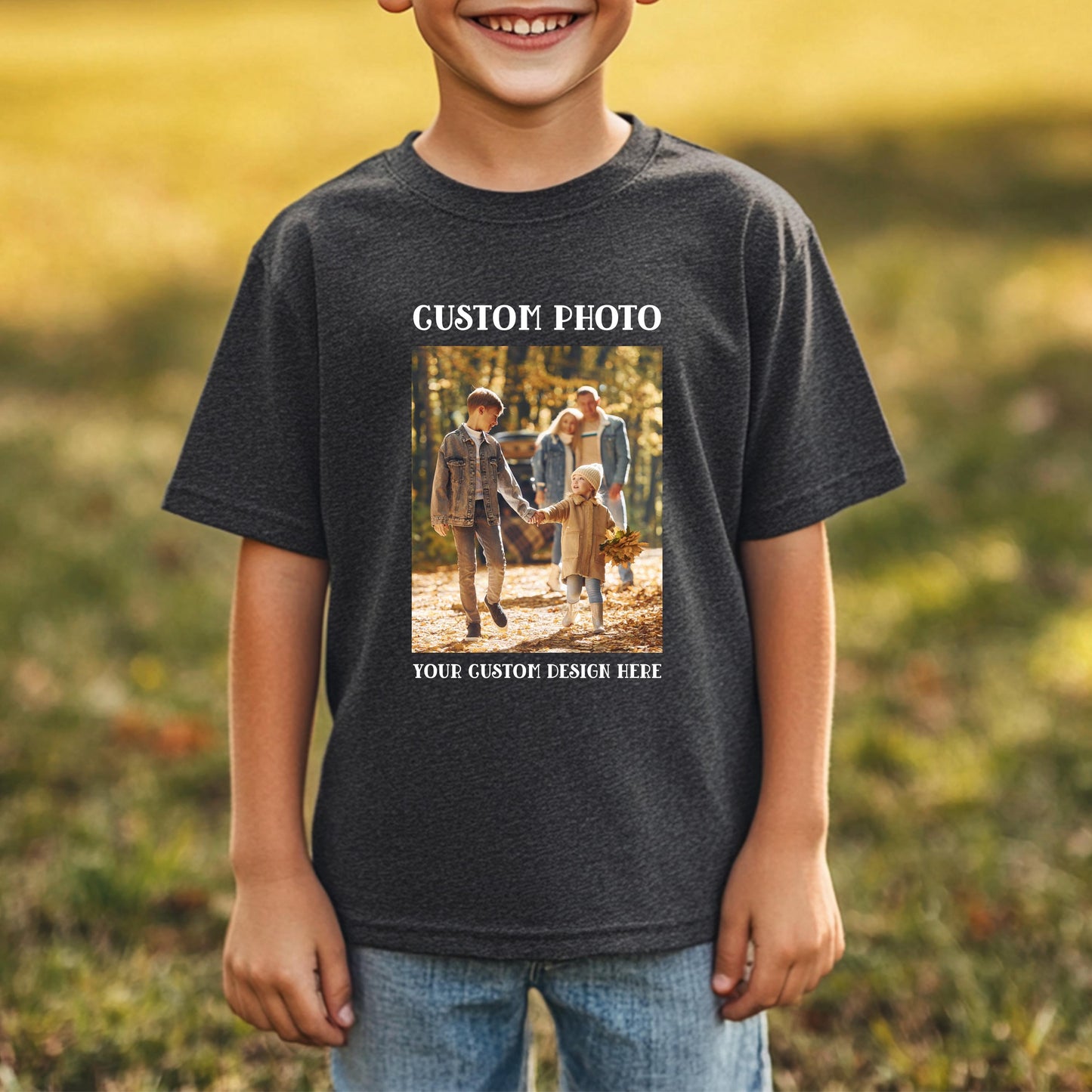 Custom Photo Youth T-Shirt, Personalized Family Photo Kids Shirt, Custom Photo Youth Tee