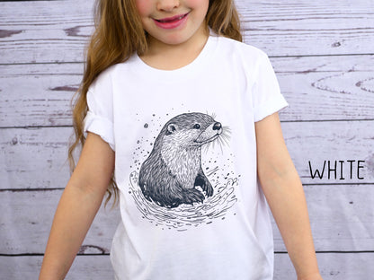Cute Otter Youth Tshirt, Kids Summer Shirts, Whimsical Otter Kids T-Shirt