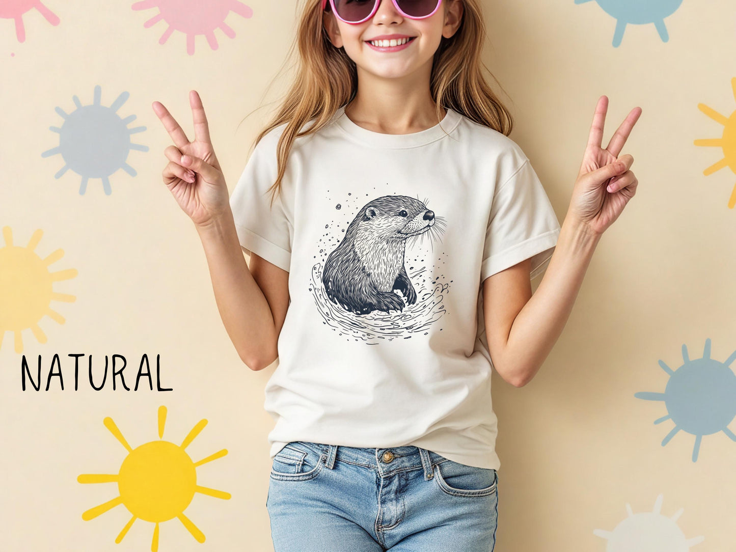 Cute Otter Youth Tshirt, Kids Summer Shirts, Whimsical Otter Kids T-Shirt