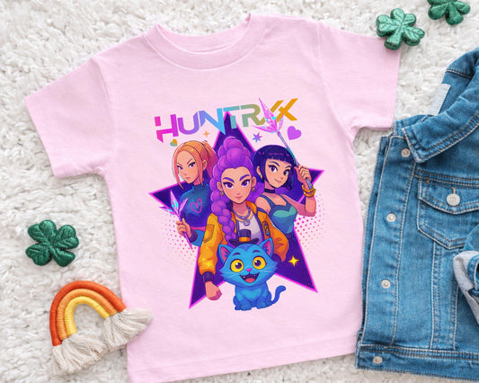 Huntrix Kpop Youth Shirt, Huntrix Girls Shirt, Huntrix Demon Hunters Kids T-Shirt, Mira Rumi Joey Youth Shirt