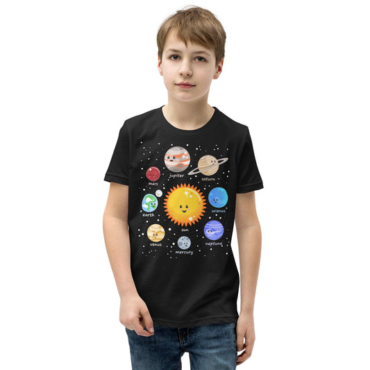Kawaii Solar System Youth T-Shirt, Astronomy Lover Kids Shirt, Cute Planets Youth Tee
