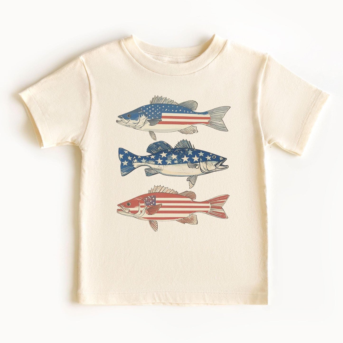 Patriotic Bass Kids Shirt, Boys Fishing Kids Tee, 4th Of July Fishing Youth Tshirt