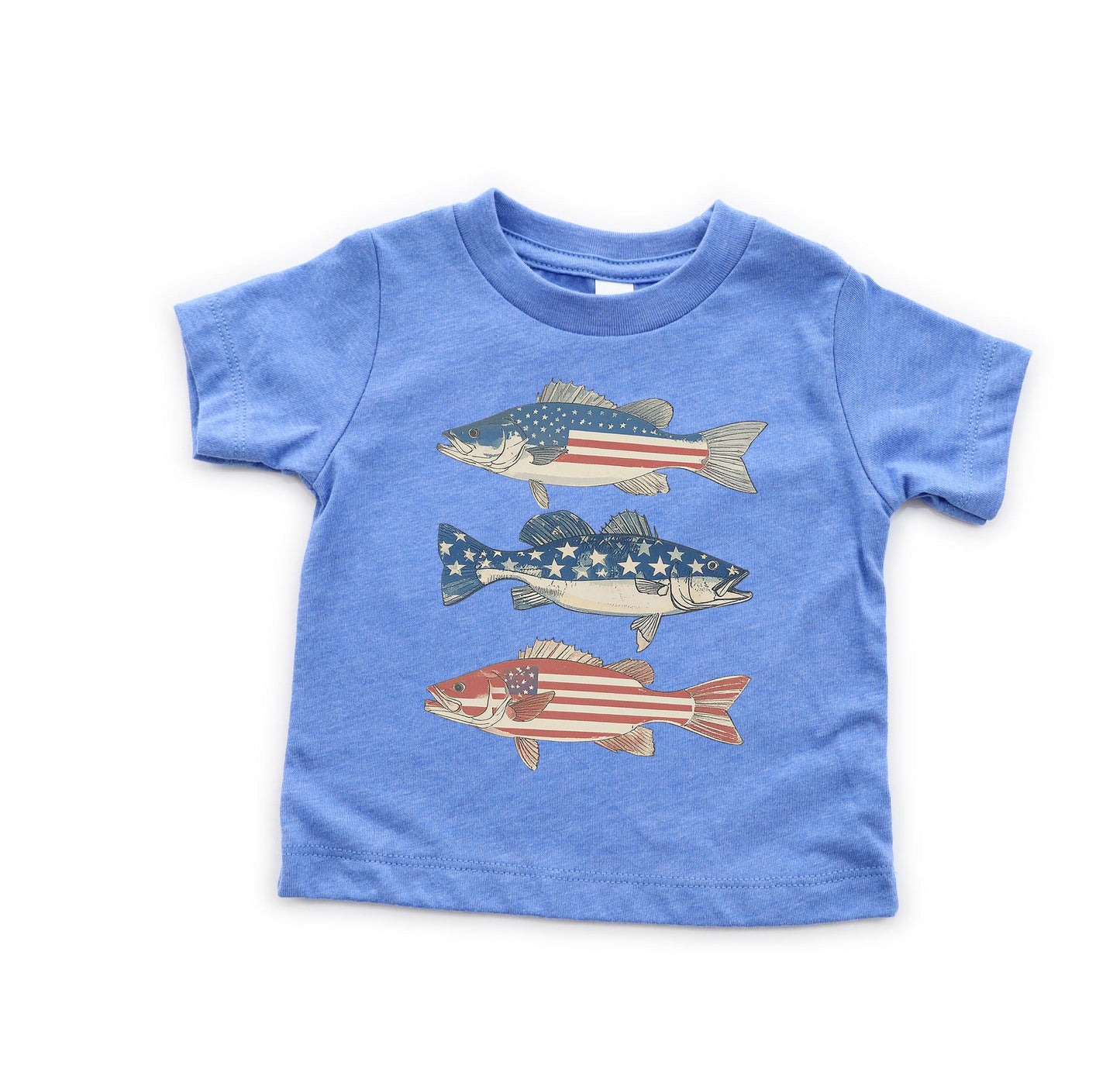 Patriotic Bass Kids Shirt, Boys Fishing Kids Tee, 4th Of July Fishing Youth Tshirt