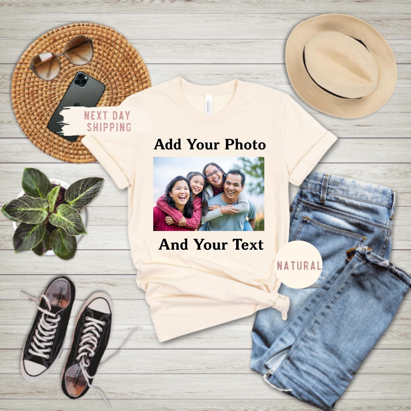 Personalized Kids Photo T-shirt, Children Custom Photo and Text T-Shirt
