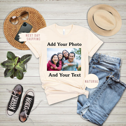 Personalized Kids Photo T-shirt, Children Custom Photo and Text T-Shirt