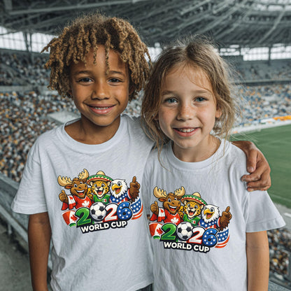 World Cup 2026 Kids Shirt, Soccer Mascot 2025 Youth Tee, Soccer Fan Shirt
