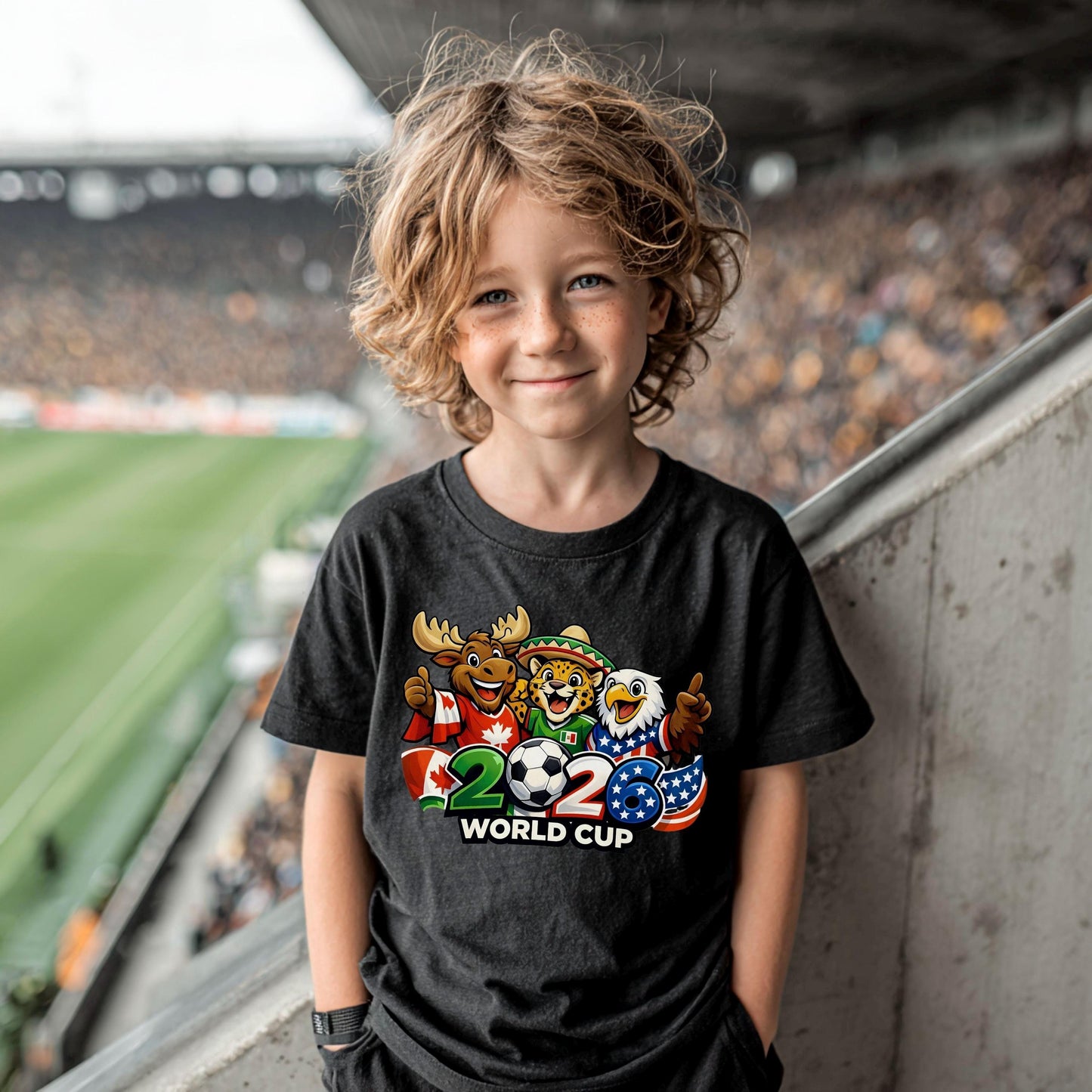 World Cup 2026 Kids Shirt, Soccer Mascot 2025 Youth Tee, Soccer Fan Shirt
