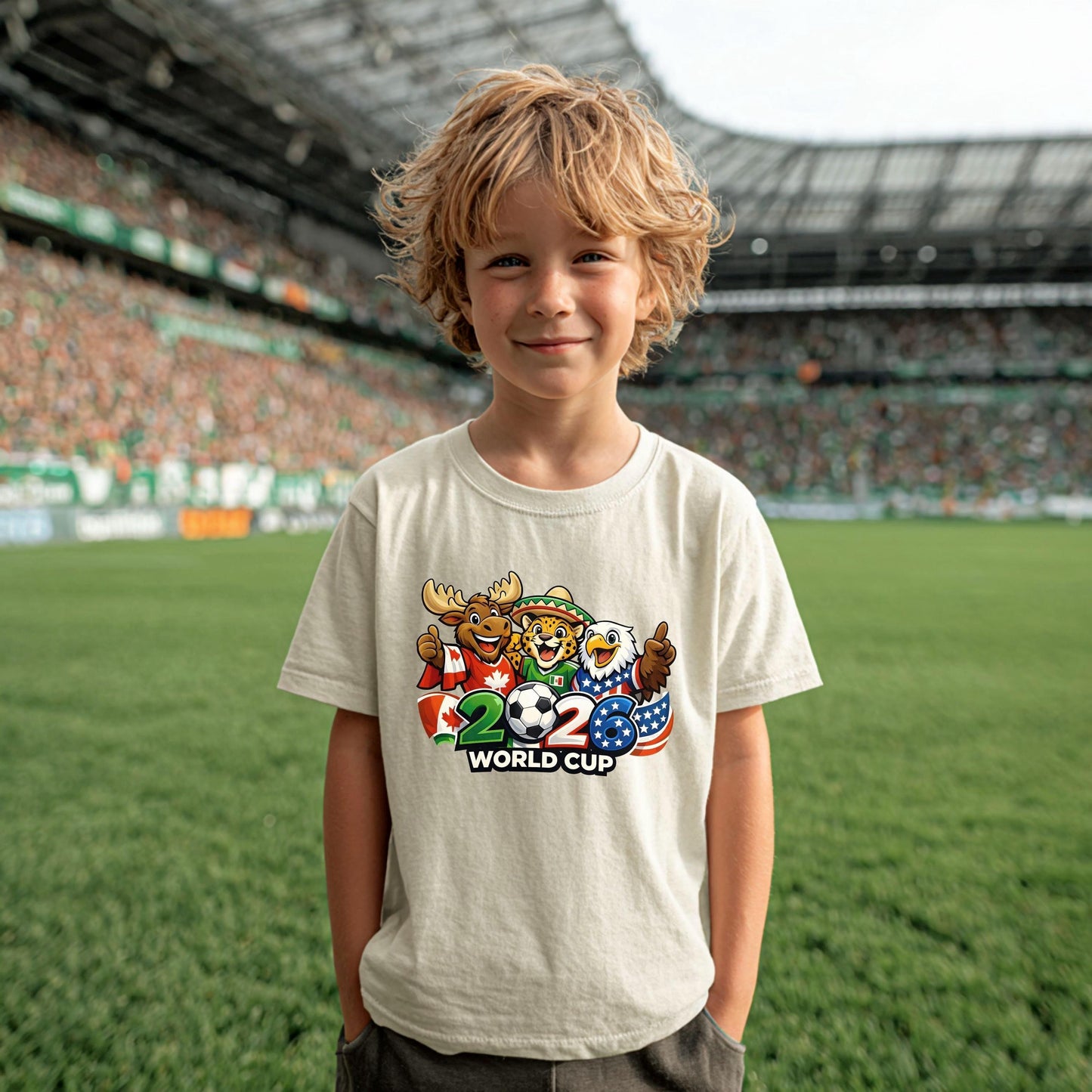 World Cup 2026 Kids Shirt, Soccer Mascot 2025 Youth Tee, Soccer Fan Shirt