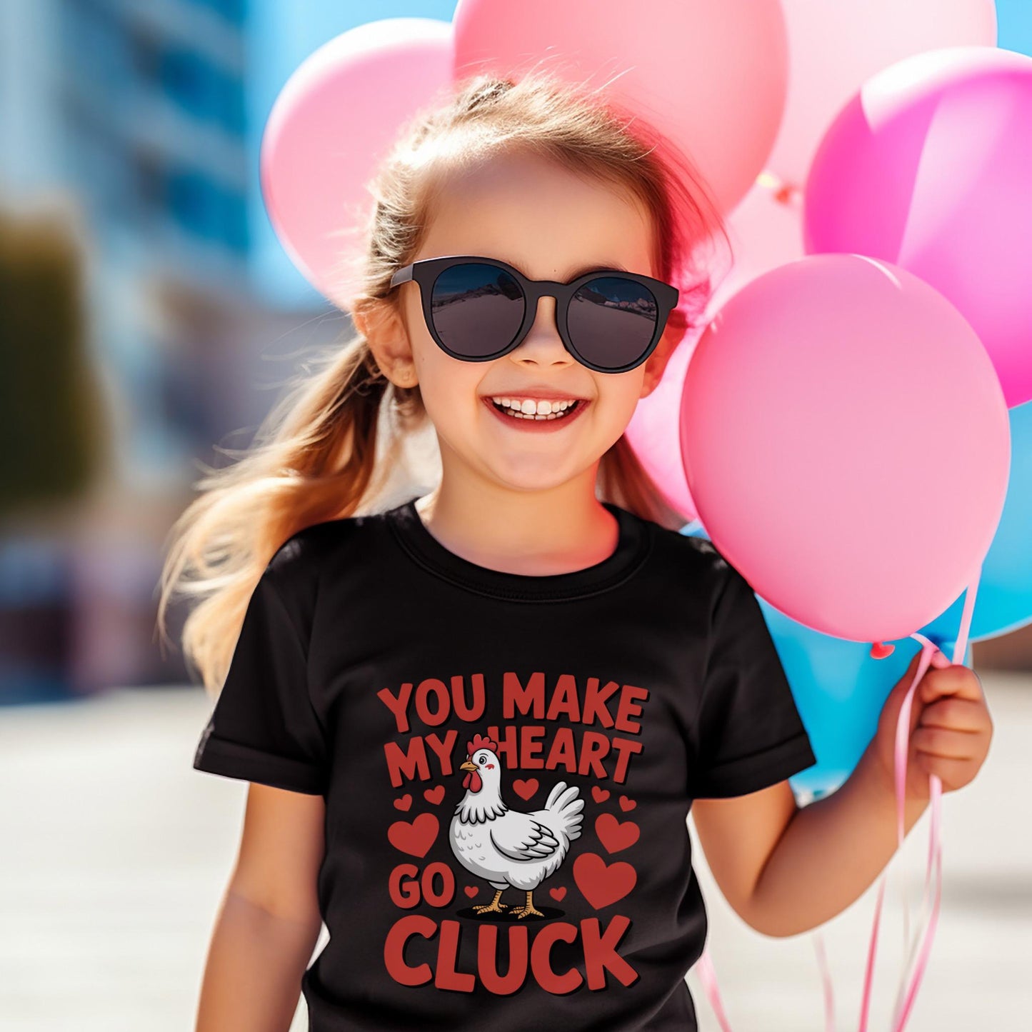 You Make My Heart Go Cluck Youth T-Shirt, Valentine’s Day Kids Chicken Tee