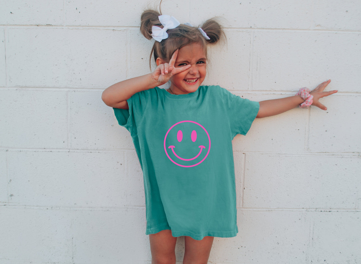 Neon Happy Face Kids Shirt, Colorful Smiley Face Youth Tshirt, Funny Kids Shirt